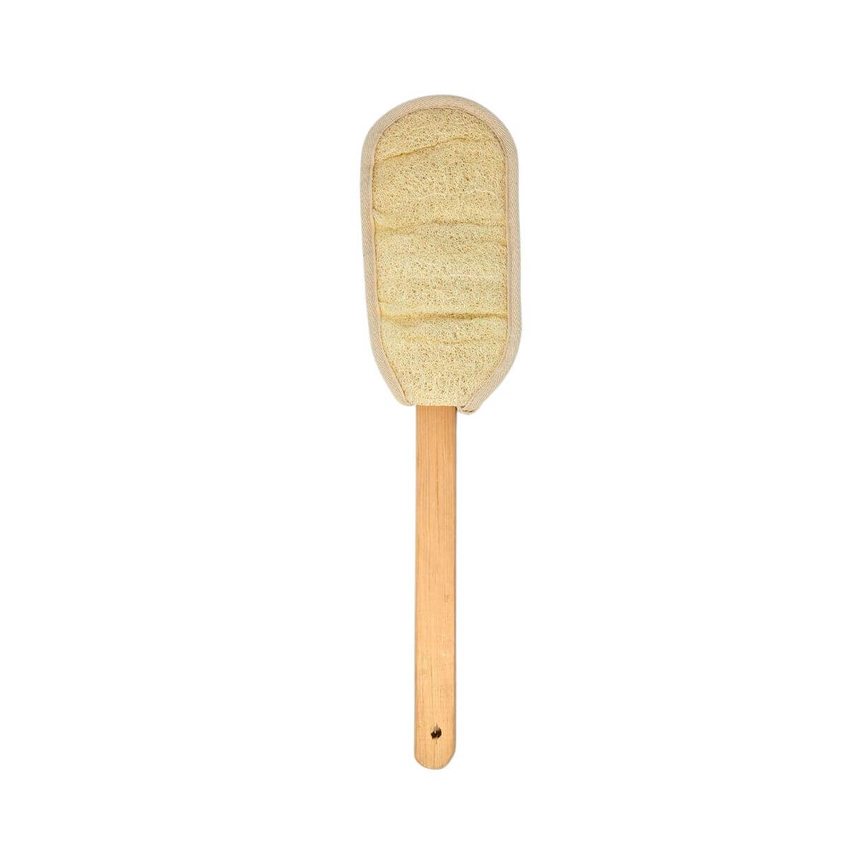 Wooden handle loofah back scrubber - Loofah side